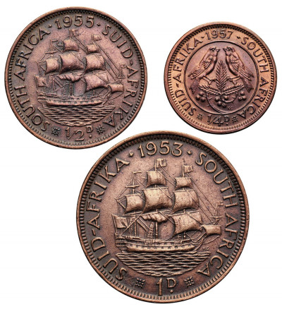 RPA, Elżbieta II (1952-1961). Zestaw 1/4 penny (Farthing) 1957, 1/2 penny 1955, 1 penny 1953
