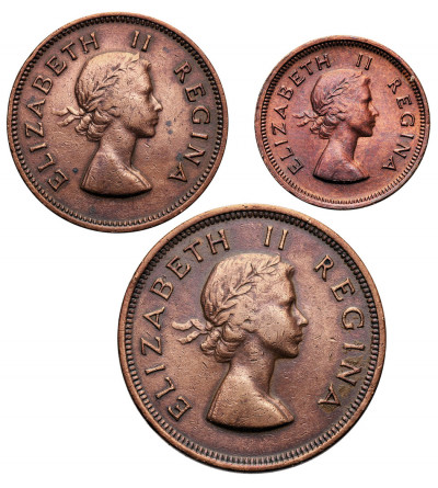 RPA, Elżbieta II (1952-1961). Zestaw 1/4 penny (Farthing) 1957, 1/2 penny 1955, 1 penny 1953