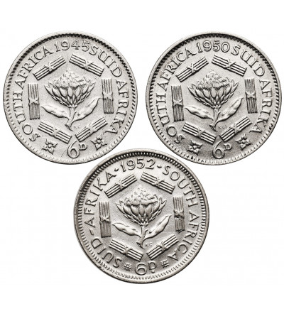 South Africa, George VI (1936-1952). Set of 6 Pence 1945, 1950, 1952