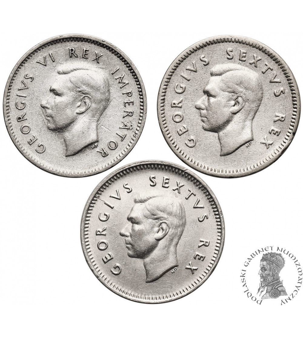 South Africa, George VI (1936-1952). Set of 3 Pence 1943, 1948, 1952