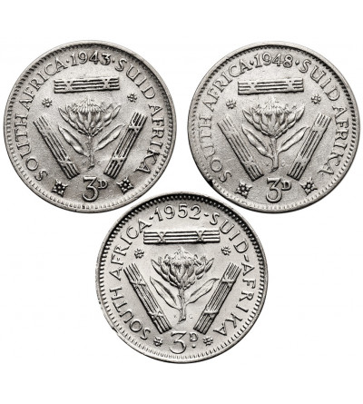 South Africa, George VI (1936-1952). Set of 3 Pence 1943, 1948, 1952