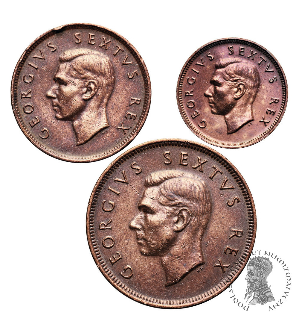 South Africa, George VI (1936-1952). Set of 1/4 Penny (Farthing) 1952, 1/2 Penny 1952, 1 Penny 1952