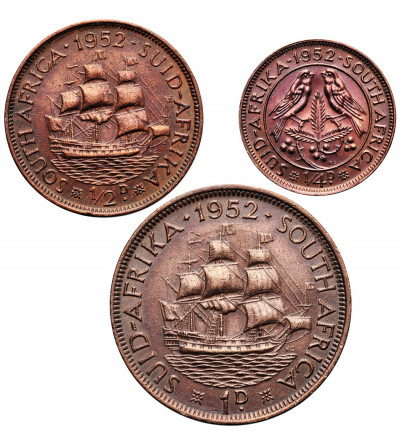 South Africa, George VI (1936-1952). Set of 1/4 Penny (Farthing) 1952, 1/2 Penny 1952, 1 Penny 1952