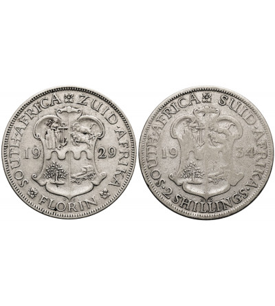 South Africa, George V (1910-1936). Set of 1 Florin 1929, 2 Shillings 1934