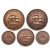 RPA, Jerzy VI (1936-1952). Zestaw 5 monet: 1/4 penny (x 2), 1/2 penny, 1 penny (x 2)