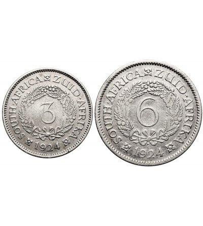 South Africa, George V (1910-1936). Set of: 3 and 6 Pence 1924