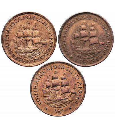 South Africa, George V (1910-1936). Set of 1/2 Penny 1925, 1931, 1936