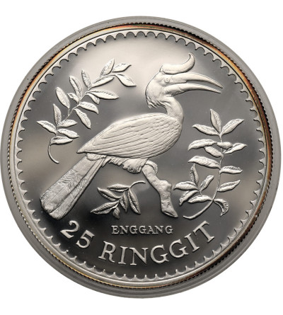 Malaysia. 25 Ringgit 1976, Rhinoceros Hornbill, series: Conservation - Proof