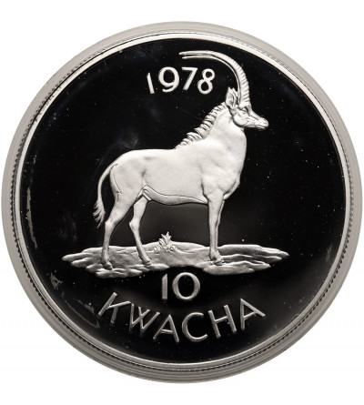 Malawi. 10 Kwacha 1978, Sable Antelope, series: Conservation - Proof