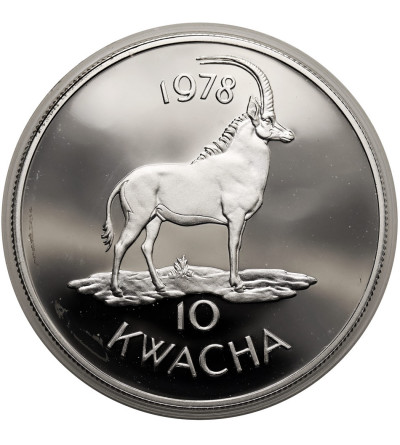 Malawi. 10 Kwacha 1978, Sable Antelope, series: Conservation - Proof