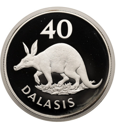Gambia. 40 Dalasis 1977, World Wildlife Conservation, Aardvark - Proof