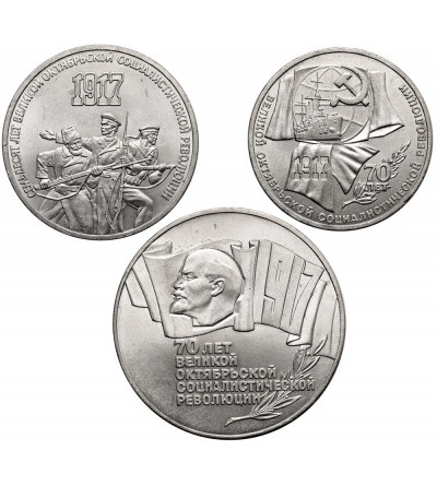 Russia, Soviet Union (U.S.S.R.). Set 1, 3, 5 Roubles 1987, 70th Anniversary of the October Revolution