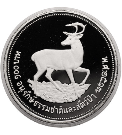 Thailand, Rama IX. 100 Baht, BE 2517 / 1974 AD, Brown-antlered deer, series: Conservation - Proof