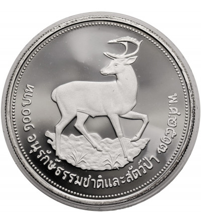 Thailand, Rama IX. 100 Baht, BE 2517 / 1974 AD, Brown-antlered deer, series: Conservation - Proof