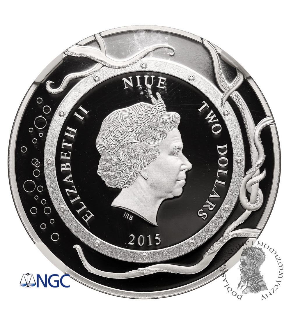 Niue, 2 Dollars 2015, Ocean Predators - Giant Squid (1 Ounce .999 Silver), NGC PF 70 Ultra Cameo Niue, 2 Dollars 2015, Ocean Predators - Giant Squid (1 Ounce .999 Silver), NGC PF 70 Ultra Cameo