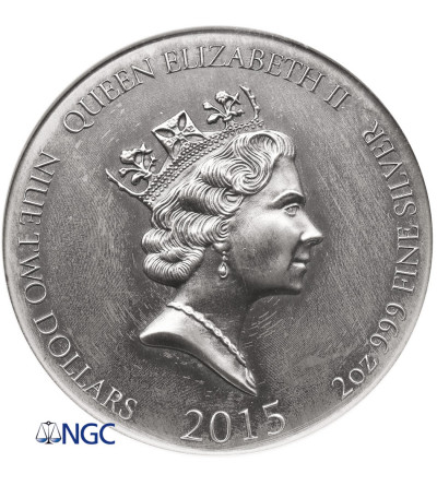 Niue, Elizabeth II (1952-2022). 2 Dollars 2015, Odin, Vikings: Gods, Kings and Warriors -  NGC MS 69