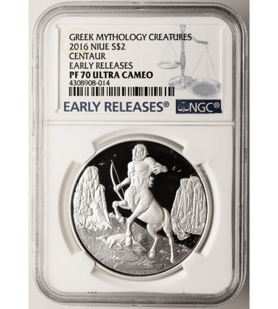 Niue, 2 dolary 2016, Mitologia Grecka - Centaur (1 Oz Ag .999) - NGC PF 70 Ultra Cameo
