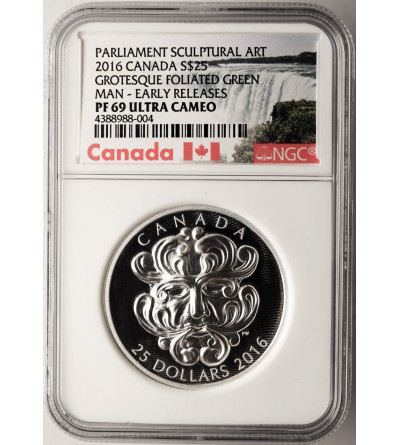 Canada, Elizabeth II (1952-2022). 25 Dollars 2016, Grotesque Foliated Green Man - NGC PF 69 Ultra Cameo
