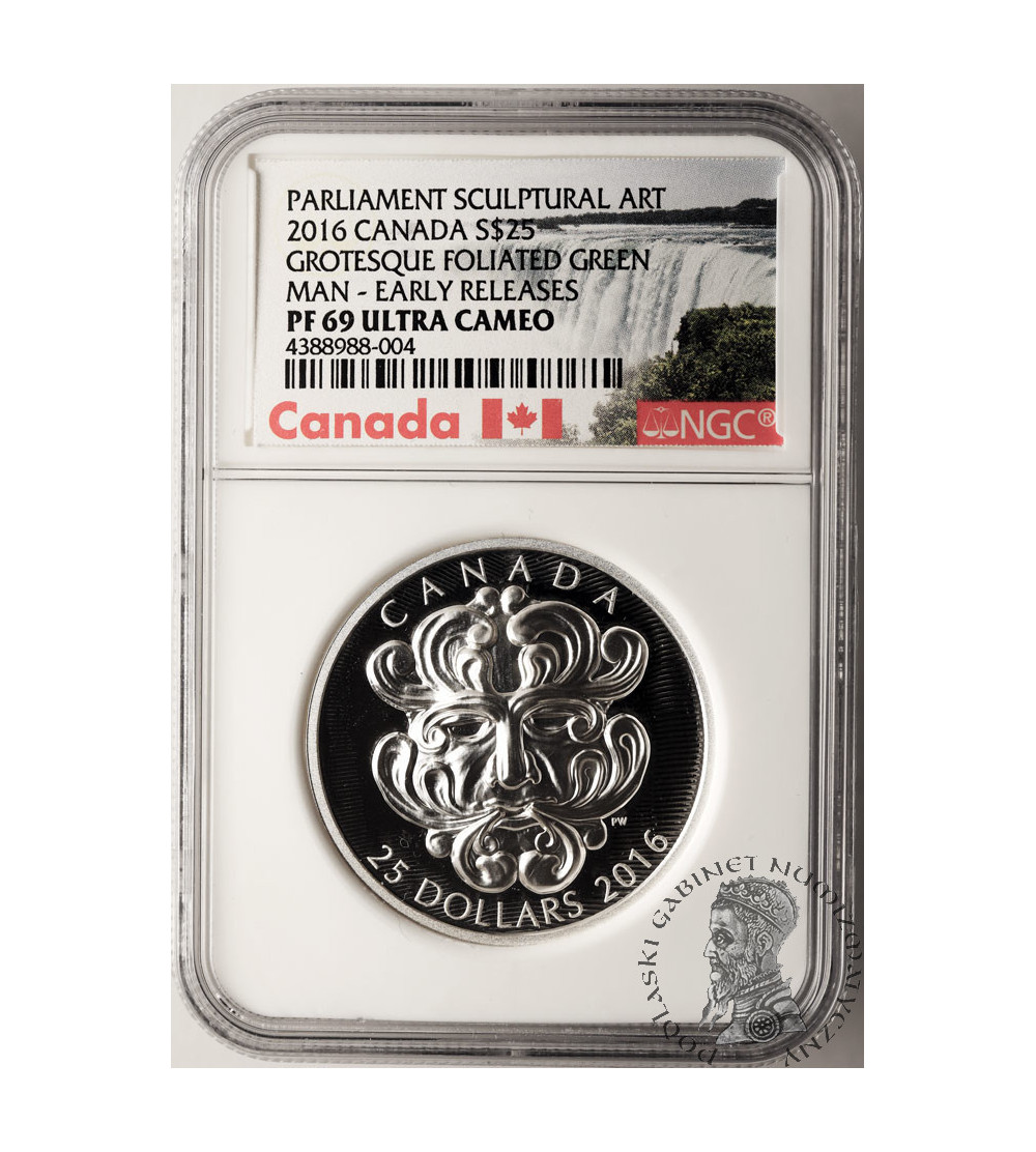 Kanada, Elżbieta II (1952-2022). 25 dolarów 2016, Zielony Człowiek - NGC PF 69 Ultra Cameo