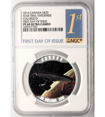 Kanada, Elżbieta II (1952-2022). 20 dolarów 2016, Star Trek - NGC PF 69 Ultra Cameo