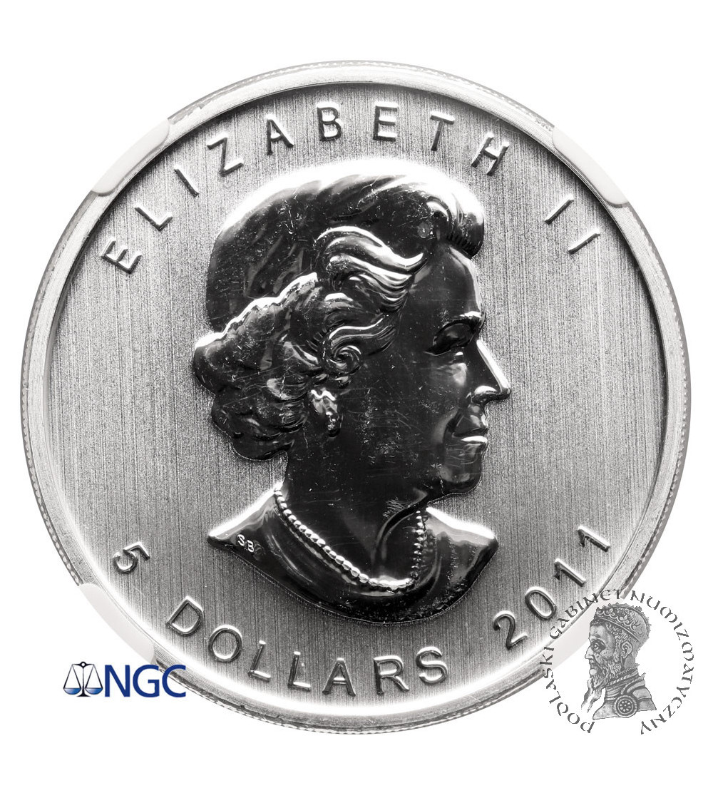 Kanada, Elżbieta II (1952-2022). 5 dolarów 2011, Wilk Algonkiński - NGC UNC
