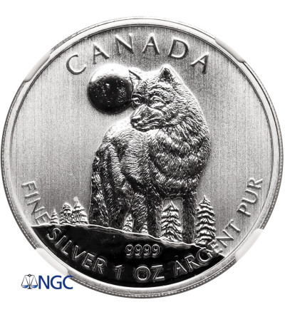 Kanada, Elżbieta II (1952-2022). 5 dolarów 2011, Wilk Algonkiński - NGC UNC