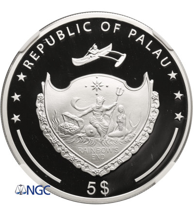 Palau. 5 Dollars 2016, Year of the Monkey - NGC PF 70