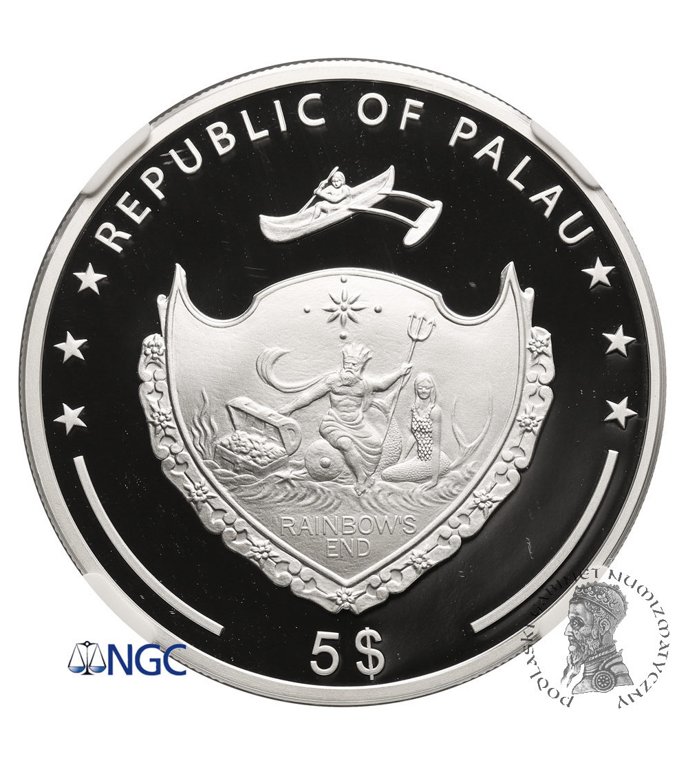 Palau. 5 Dollars 2016, Year of the Monkey - NGC PF 70