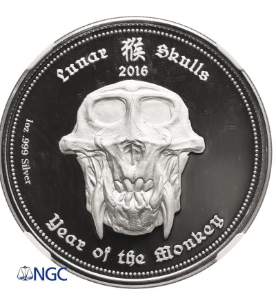 Palau. 5 Dollars 2016, Year of the Monkey - NGC PF 70