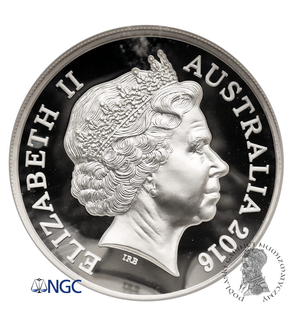 Australia, Elżbieta II (1952-2022). 5 dolarów 2016, Krokodyl Różańcowy - NGC PF 69 Ultra Cameo