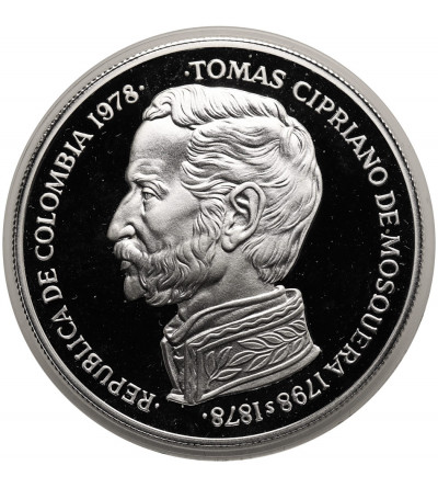 Kolumbia. 750 pesos 1978, Stulecie Śmierci Tomas Cipriano de Mosquera / Koliber, seria: Ochrona Przyrody - Proof