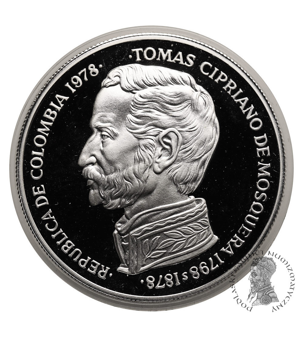 Kolumbia. 750 pesos 1978, Stulecie Śmierci Tomas Cipriano de Mosquera / Koliber, seria: Ochrona Przyrody - Proof