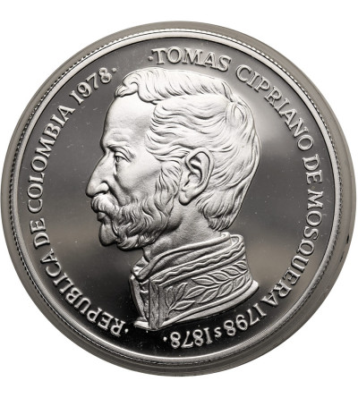 Kolumbia. 750 pesos 1978, Stulecie Śmierci Tomas Cipriano de Mosquera / Koliber, seria: Ochrona Przyrody - Proof