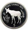 Zaire. 5 Zaires 1975, Okapi, series: Conservation - Proof
