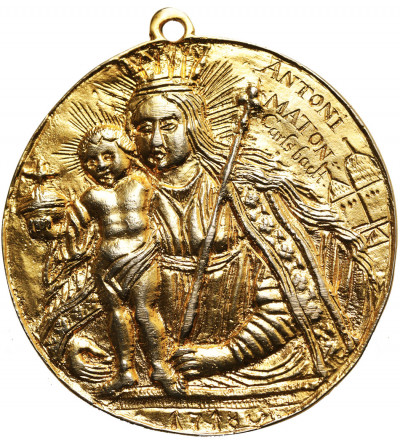 Czechy, Karlowe Wary. Medalion religijny 1718, Matka Boska z Dzieciątkiem i Św. Jerzy walczący ze smokiem