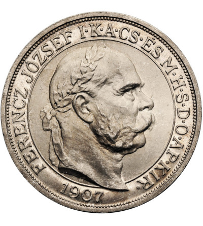 Hungary, Franz Joseph I (1848-1916). 5 Crowns 1907, 40th Anniversary of the Coronation of Franz Joseph I as King of Hungary