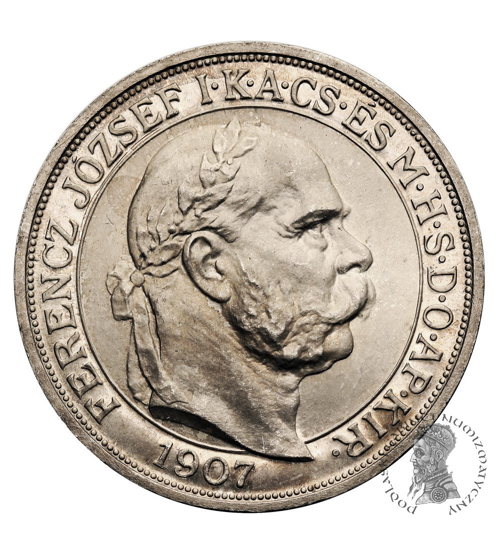 Hungary, Franz Joseph I (1848-1916). 5 Crowns 1907, 40th Anniversary of the Coronation of Franz Joseph I as King of Hungary Hungary, Franz Joseph I (1848-1916). 5 Crowns 1907, 40th Anniversary of the Coronation of Franz Joseph I as King of Hungary