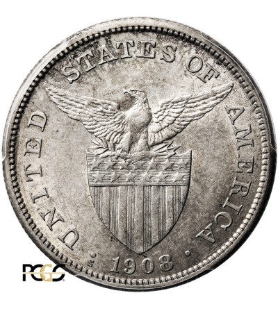Philippines, Insular Government (1901-1935). 1 Peso 1908 S. PCGS AU 58