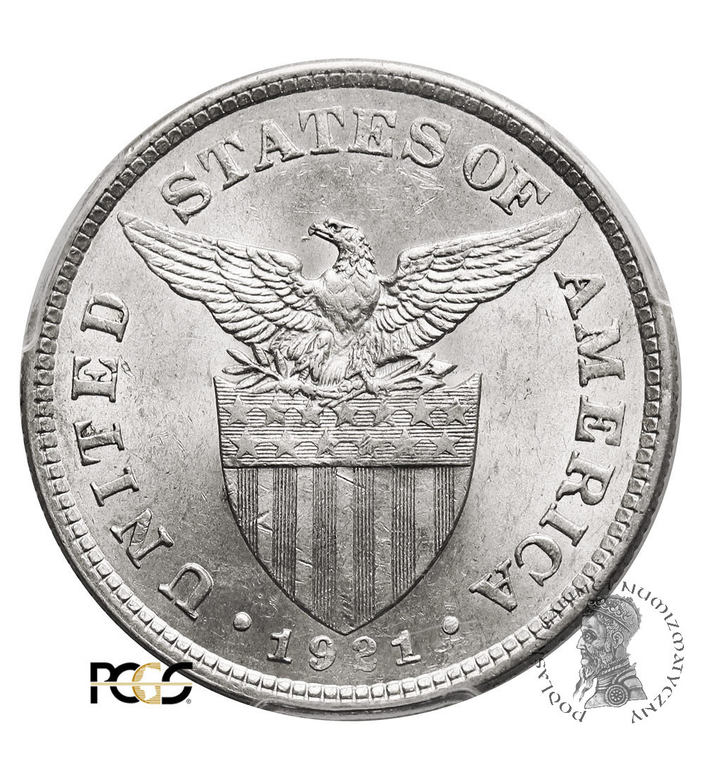 Philippines, Insular Government (1901-1935). 50 Centavos 1921 - PCGS MS 61