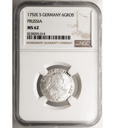East Prussia. Friedrich II der Grosse. 1740-1786. Szostak (6-Gröscher) 1752 E, Königsberg - NGC MS 62