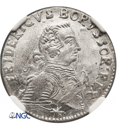East Prussia. Friedrich II der Grosse. 1740-1786. Szostak (6-Gröscher) 1755 E, Königsberg - NGC UNC Details
