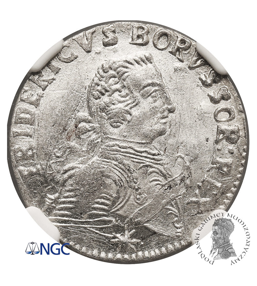 Prusy Wschodnie, Fryderyk II Wielki 1740-1786. Szóstak 1755 E, Królewiec - NGC MS 62