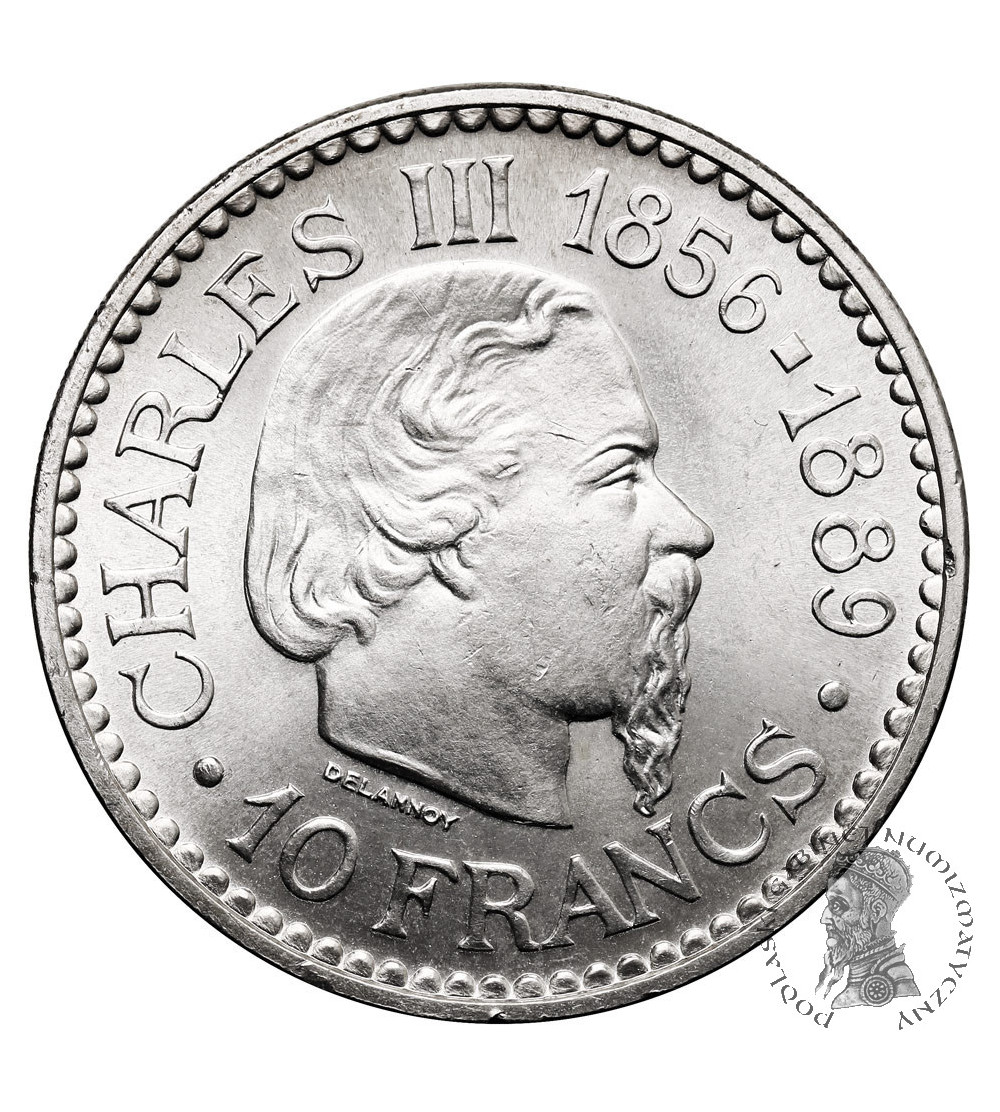 Monako, Rainier III (1949-2005). 10 franków 1966, 110 rocznica wstąpienia na tron księcia Karola III