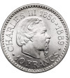 Monako, Rainier III (1949-2005). 10 franków 1966, 110 rocznica wstąpienia na tron księcia Karola III