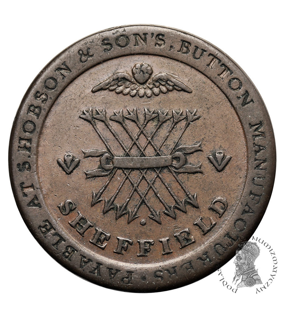 Wielka Brytania, Yorkshire / Sheffield. 1 Penny Token 1812 H, S. Hobson and Sons Wielka Brytania, Yorkshire / Sheffield. 1 Penny Token 1812 H, S. Hobson and Sons