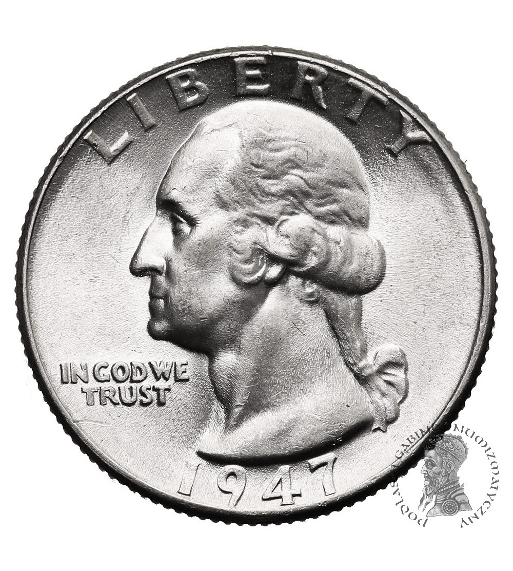USA. 25 centów 1947, Filadelfia, "Washington Silver Quarter" USA. 25 centów 1947, Filadelfia, "Washington Silver Quarter"