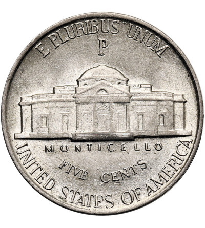 USA. 5 centów 1943 P, Filadelfia,"Jefferson Wartime Nickel"