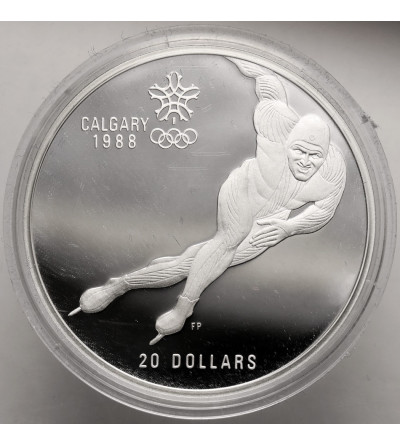 Kanada, Elżbieta II (1952-2022). 20 dolarów 1985, Łyżwiarstwo szybkie, Seria: Zimowe Igrzyska Olimpijskie 1988, Calgary