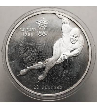 Canada, Elizabeth II (1952-2022). 20 Dollars 1985, Speed Skating, Series: 1988 Winter Olympics, Calgary