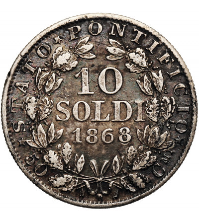 Watykan,Pius IX 1846-1878. 10 Soldi 1868 R, AN XXIII